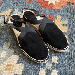 Black Suede Low Wedge Espadrilles